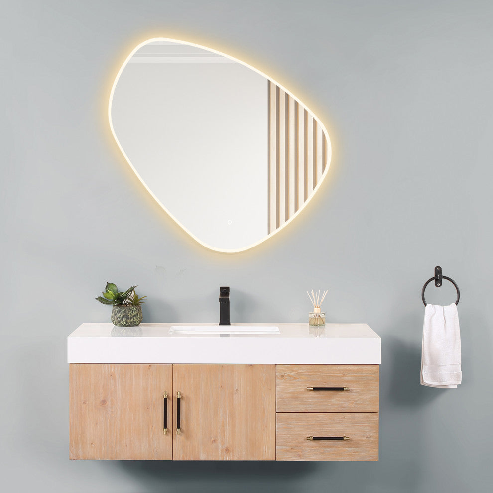Rasso Novelty Frameless Bathroom Vanity LED Lighted Wall Mirror, 39"
