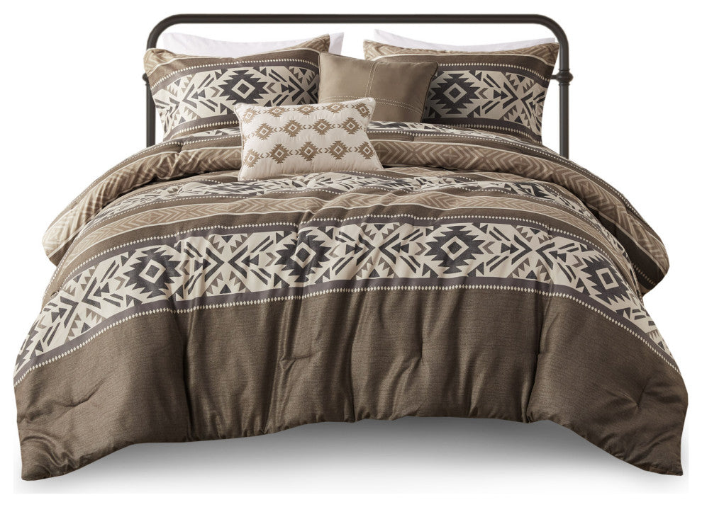 Madison Park Mariposa 5 Piece Stripe Herringbone Comforter Set