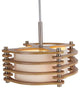 Steps 3-Light Wood and Fabric Pendant, Ash, Satin Nickel