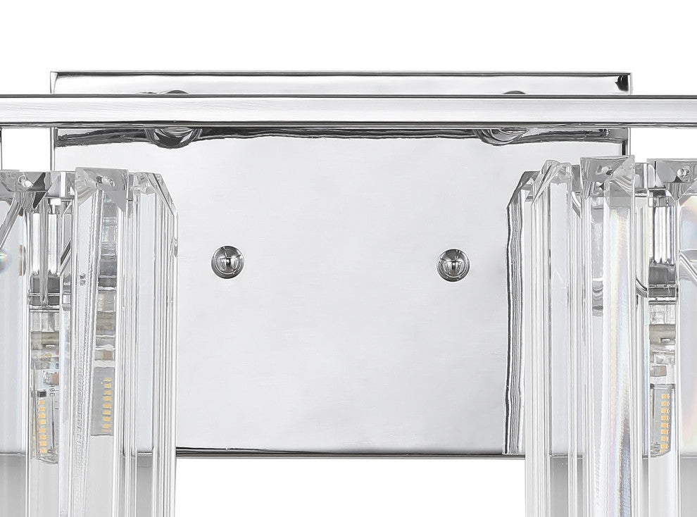 Coco Prism Vintage Metal/Glass Glam LED Vanity Light, Width: 29.75"