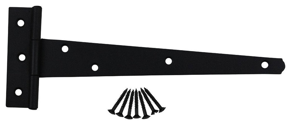 T Strap Door Hinge Black Iron RSF Finish Light Duty 9" Set of 2
