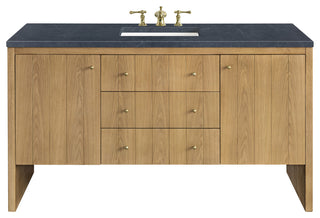 Hudson 60" Single Vanity, Light Natural Oak,  Charcoal Soapstone Top