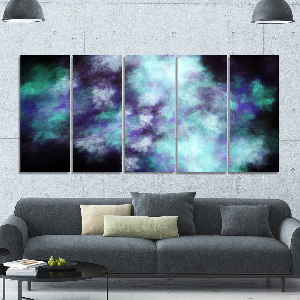 Perfect Flowery Starry Sky, Abstract Canvas Art Print, 60"x28", 5 Panels