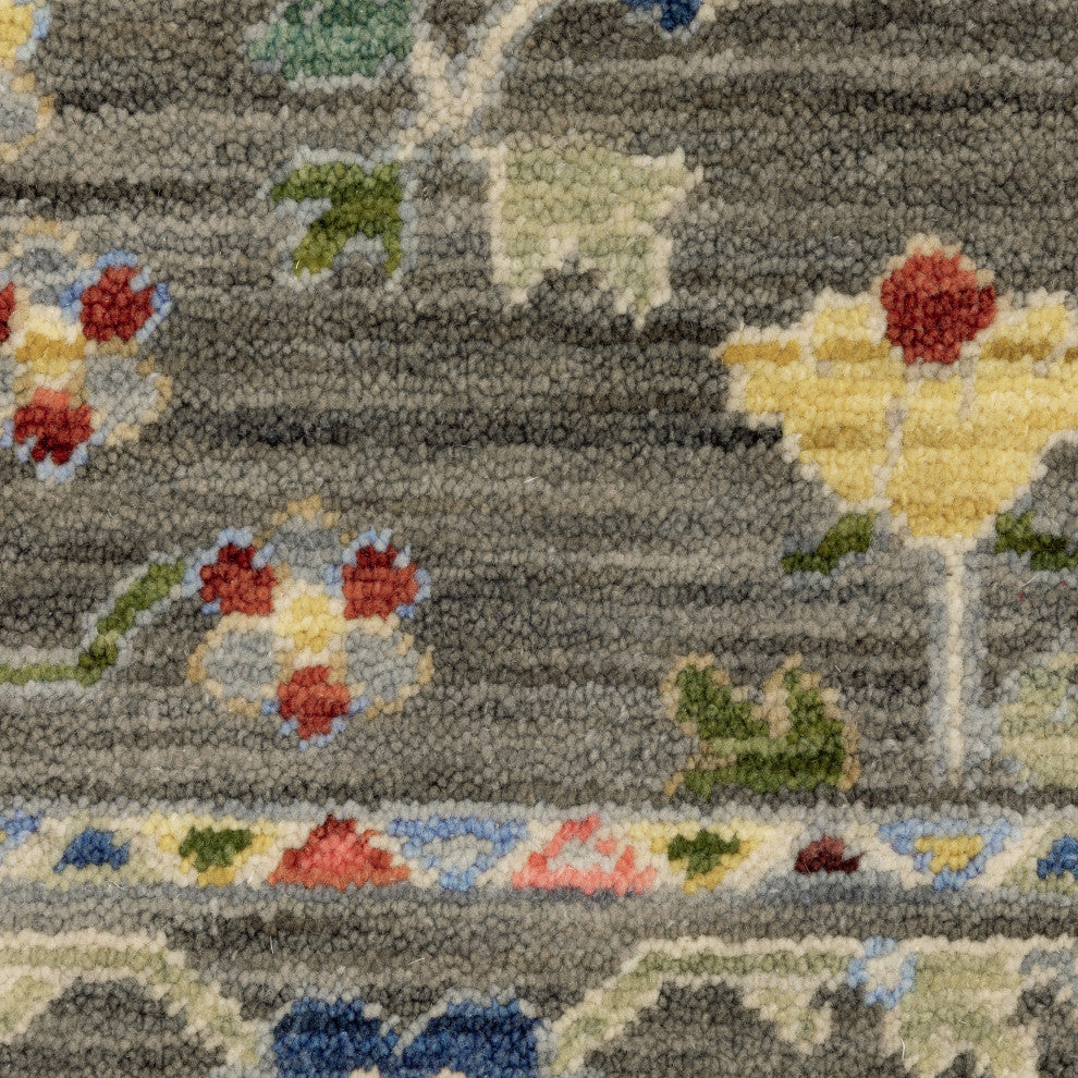 Leoness Floating Floral Indoor Area Rug, Grey, 2' x 6'
