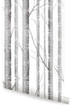 Birch Tree Peel and Stick Vinyl Wallpaper, Gray, 24" X 60"