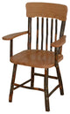 Hickory Panes Back Dining Chair With Arms, Natural Finish