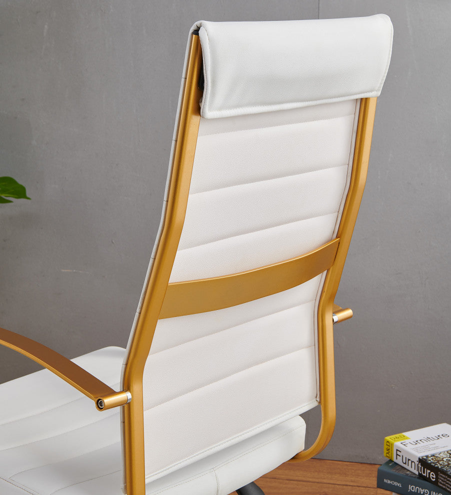 LUXMOD High Back Adjustable Swivel Computer Chair, Gold White