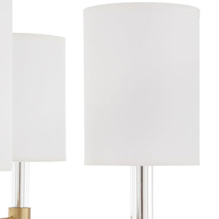 Gorgeous Acrylic Arm White Shade Round Chandelier 6 Light 30 in Warm Brass Gold