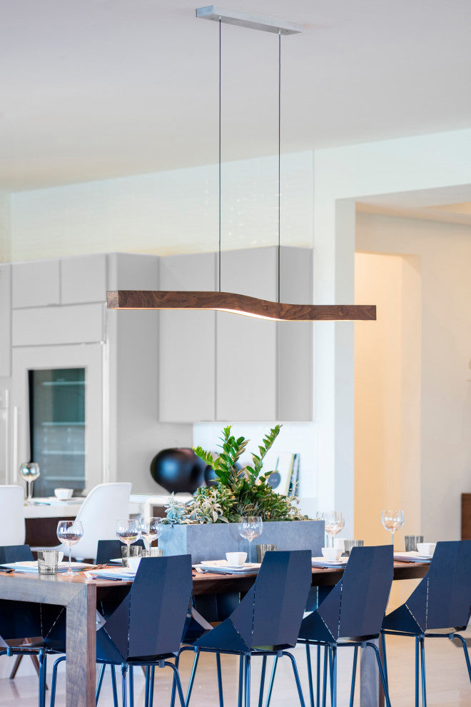 Camur LED Linear Pendant, Dark Stained Walnut, 3500k