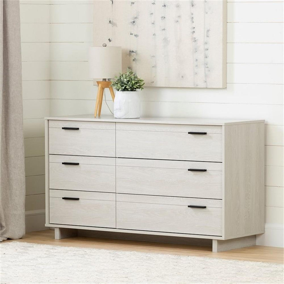 South Shore Fynn 6 Drawer Dresser in Winter Oak