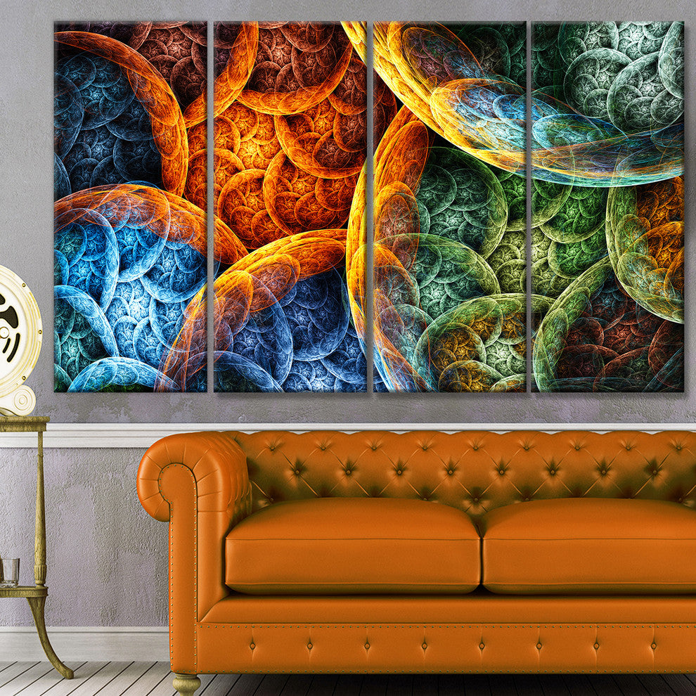 Vibrant Colorful Clouds, Abstract Canvas Art Print, 48"x28", 4 Panels