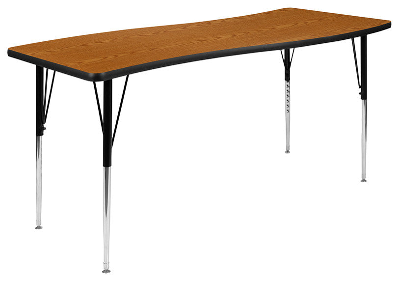 26"W x 60"L Rectangular Activity Table - Standard Height Adjustable Legs, Oak