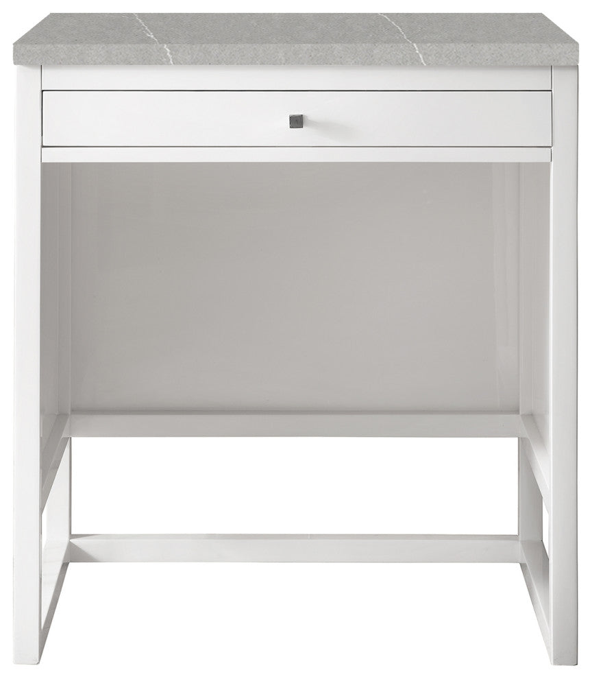 Athens 30" Makeup Counter, Glossy White, Eternal Serena Top