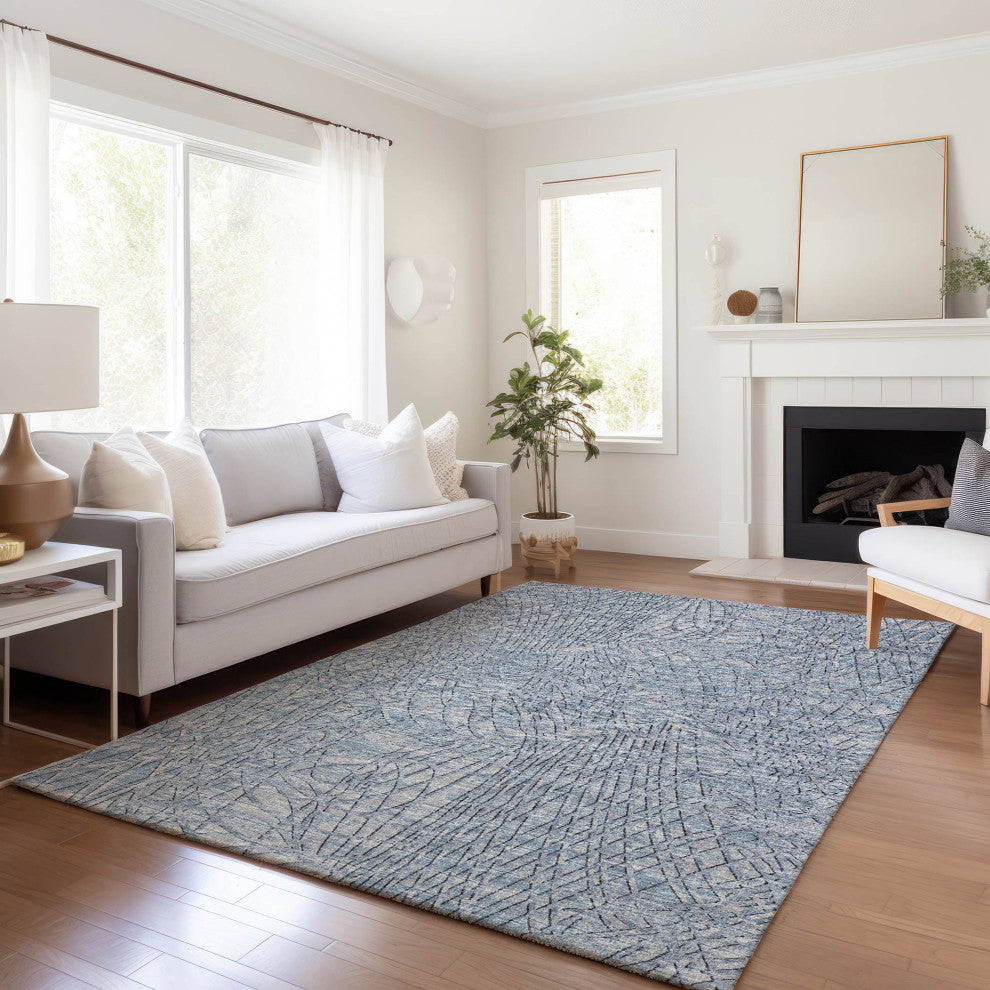 Premium Machine Washable Mayfield AMF35 Blue 5' x 7'6" Rug