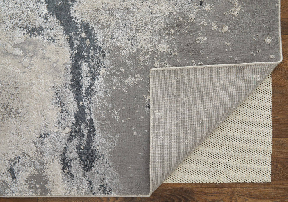 Oria Industrial Abstract Area Rug, Gray/Ivory, 1'8"x2'10"