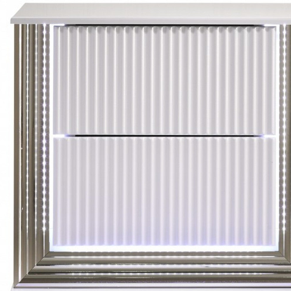 Stunning Bright White LED Two Drawer Nightstand