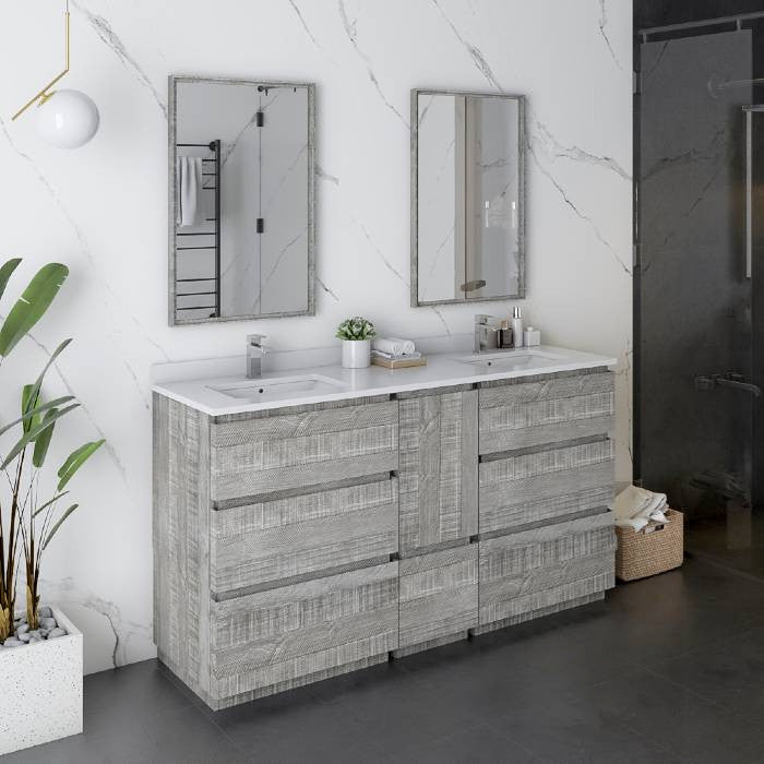 Fresca Formosa Modern 60" Ash Floor Standing Double Sink Vanity Set