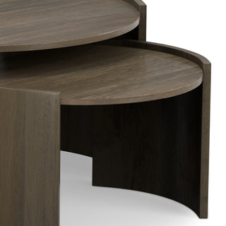 Robin Solid Mango Wood 2 Piece Nesting Table, Ash Grey