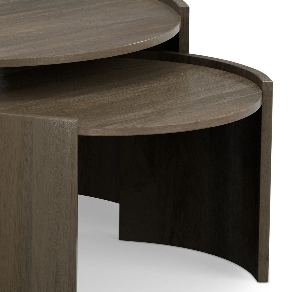 Robin Solid Mango Wood 2 Piece Nesting Table, Ash Grey