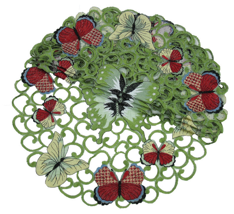 Butterflies 12" Round Doily, Set of 4