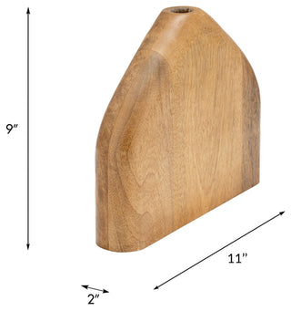 Wood, 9"h Tapered Vase, Brown
