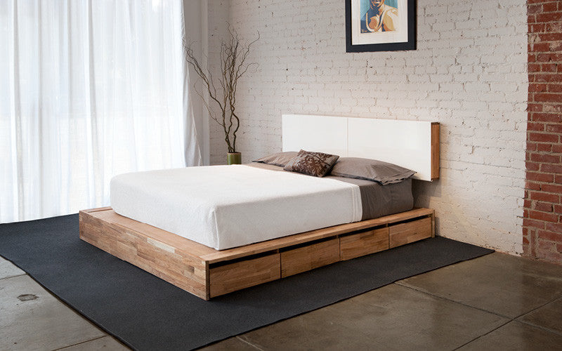 Mash Lax Platform Solid Wood Storage Bed, King Platform with Headboard