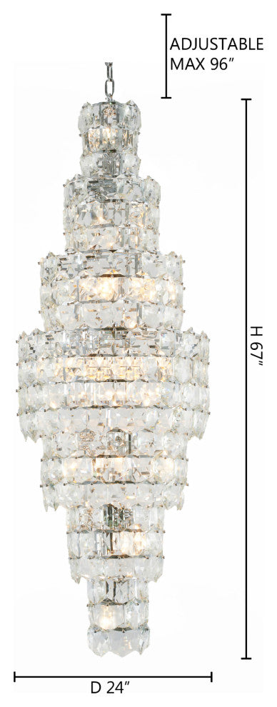 7 Tier Chrome Frame Chandelier With Clear Hanging Crystals