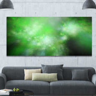 Green Blur Sky with Stars, Oversized Abstract Canvas Art Print, 60x28