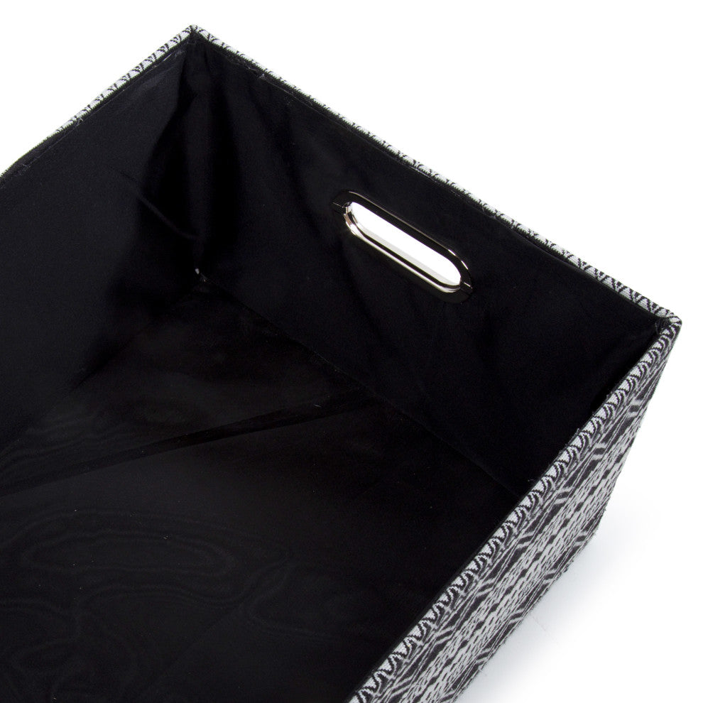 Zig Zag Fabric Storage Baskets, Set of 5, 15.5"x8.5", Black, White