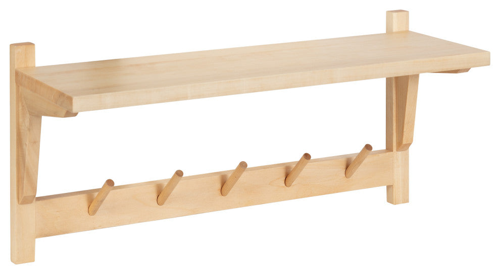 Meridien Shelf with Hooks, Natural 24x8x12