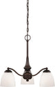 Patton 3 Light Chandelier With Frosted Glass, Arms Down