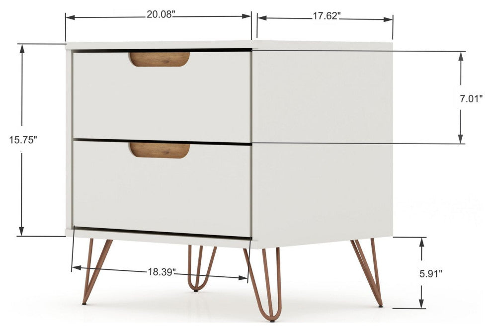 Rockefeller 2.0 Nightstand, Off White and Nature