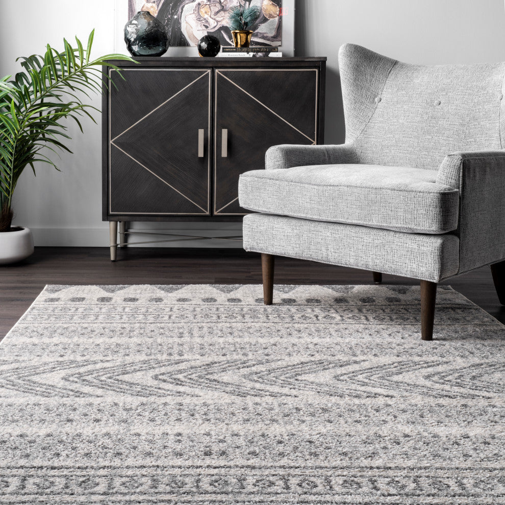 Nuloom Southwestern Tribal Bands, Grey 4'x6'