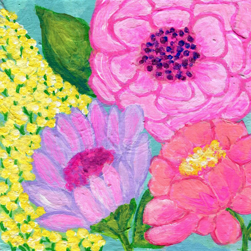 "Four Spring Flowers" Painting Print on Wrapped Canvas, 40"x40"