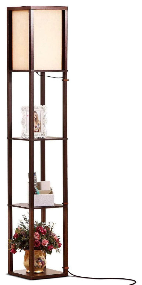 Brightech Maxwell - Modern LED Shelf Floor Lamp - Skinny End Table & N