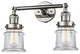 Small Canton 2-Light Bath Vanity-Light, Polished Nickel, Clear