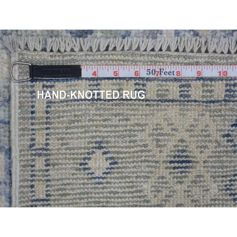 Gray, Extra Soft Wool, Anatolian Village, Hand Knotted, Runner Rug, 2'9"x9'4"