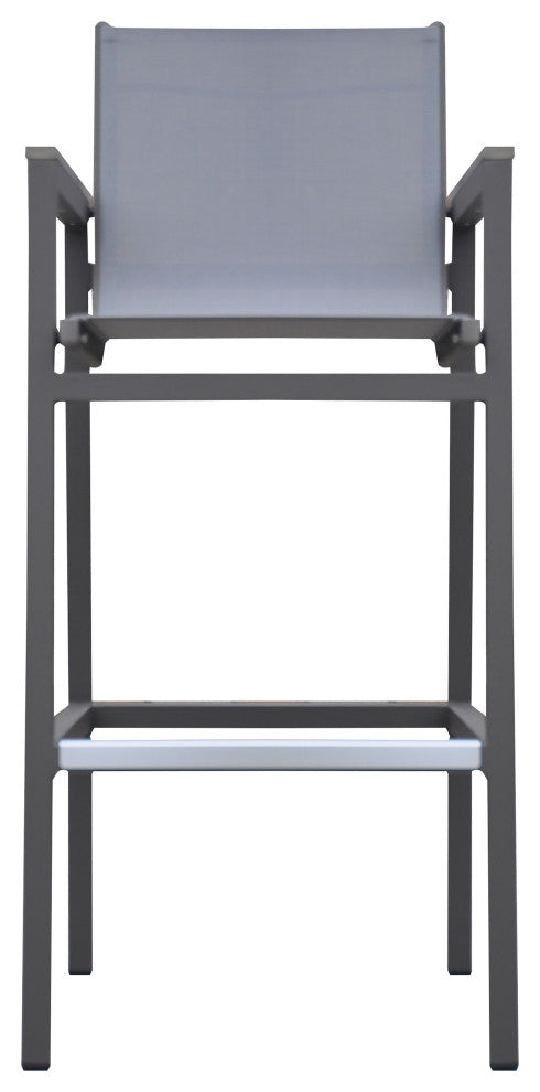 Marina Outdoor Patio Set Gray Finish and Gray Wood Top, Table With 4 Barstools