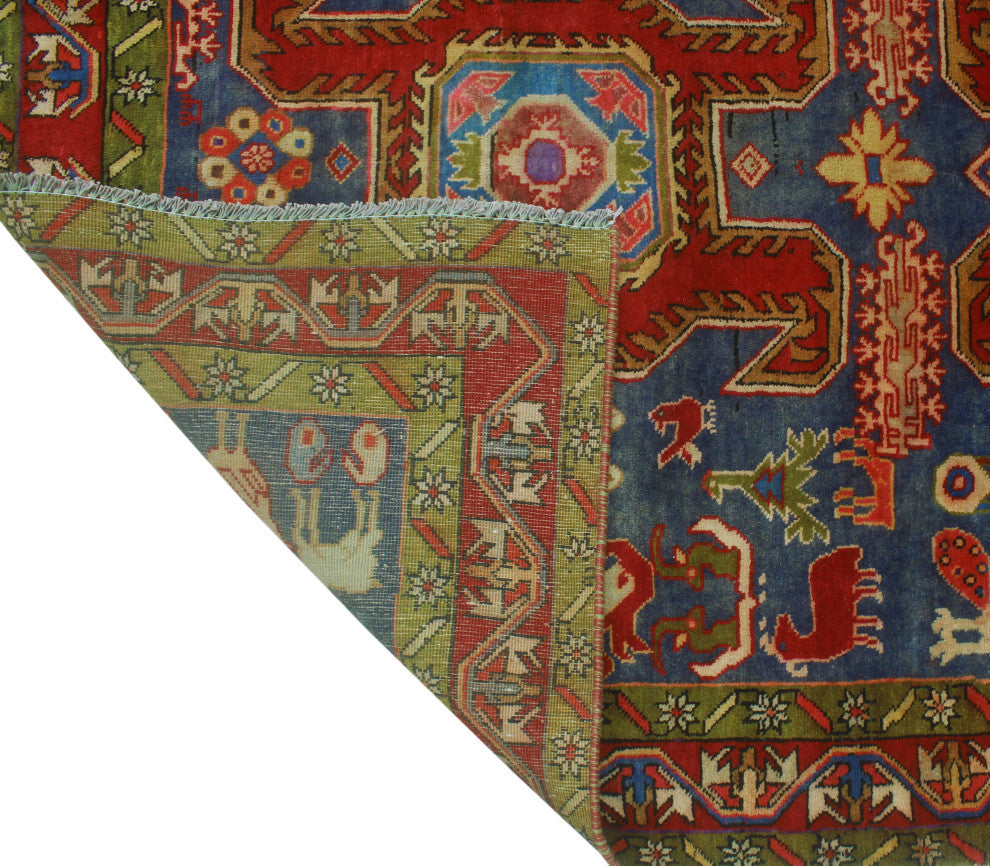 Fine Vintage Distressed Allyse Navy/Red Runner, 4'6x10'5