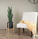 Modern Large Ceramic Cylinder Pot 10" Black With Wood Plant Stand Natural Color