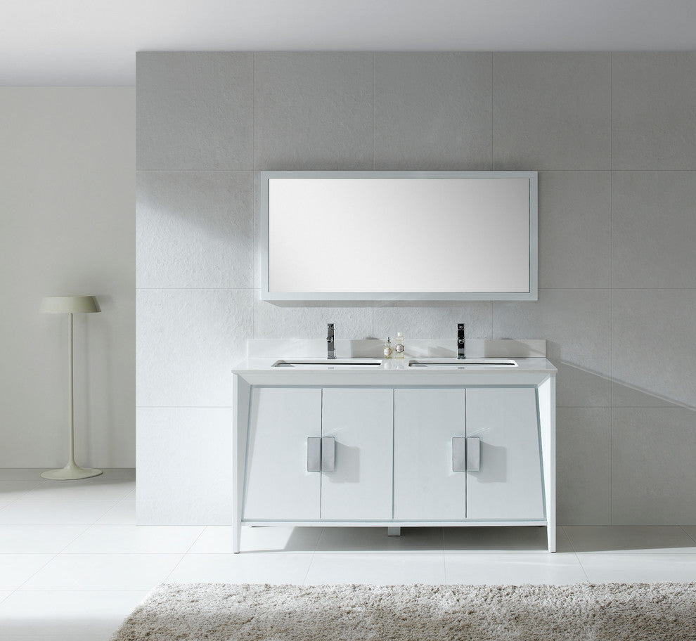 Fine Fixtures Imperial II 60" Double Sink Vanity, White, With Mirror