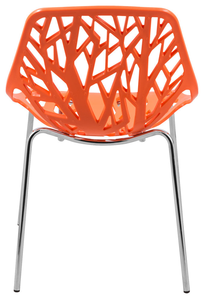 Leisuremod Ravenna 5-Piece Dining Set, Table With Geometric Base, Orange