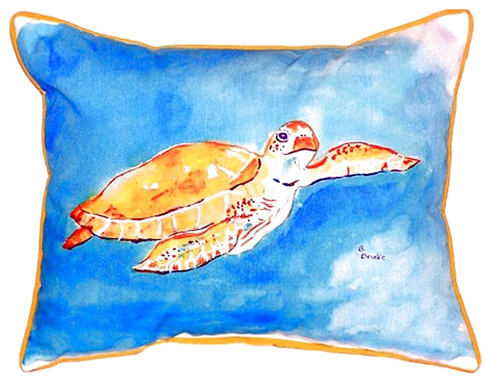 Betsy Drake Brown Sea Turtle Small Indoor/Outdoor Pillow 11x14