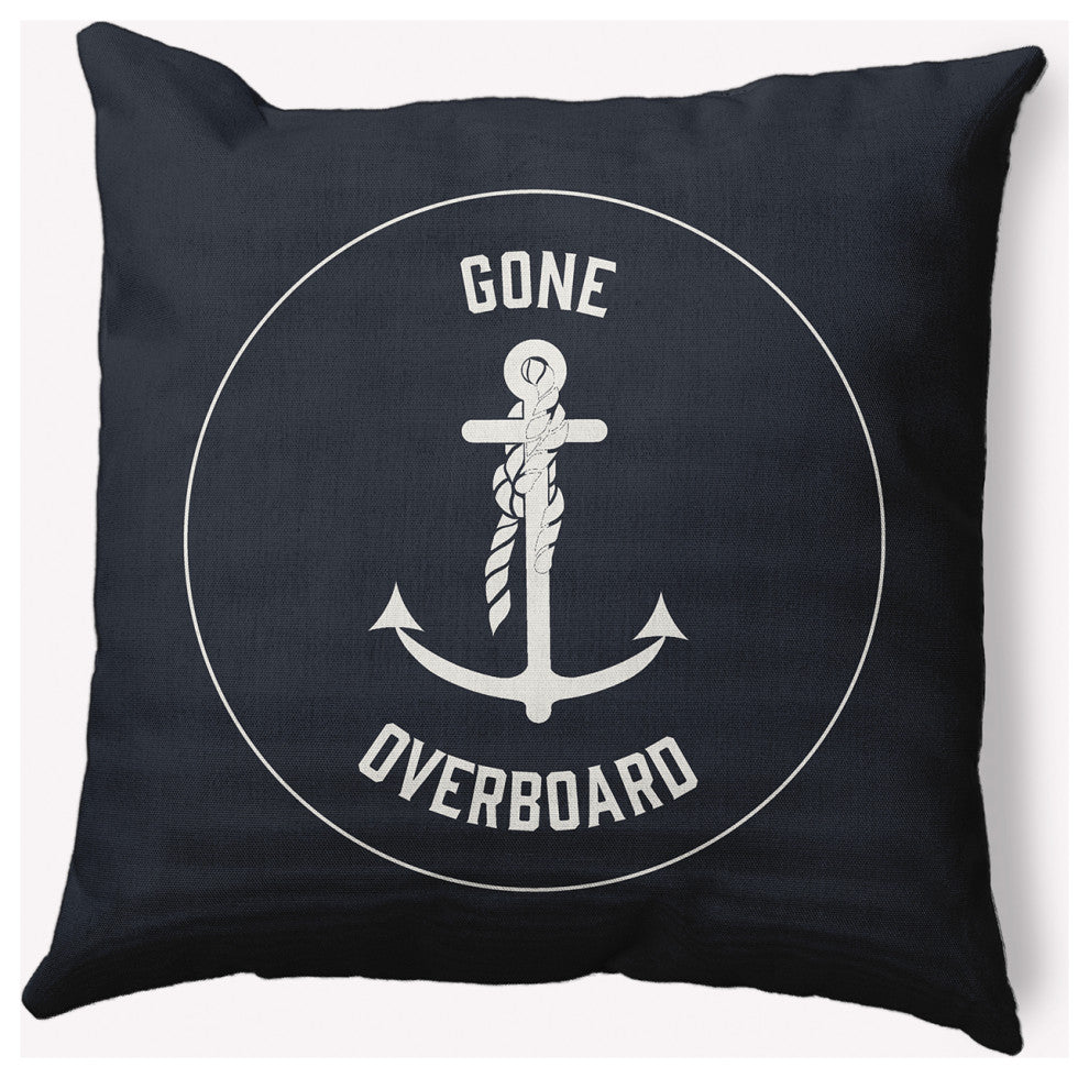 26x26" Gone Forever Overboard Nautical Decorative Indoor Pillow, Shark Blue