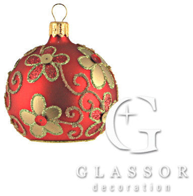 Red Cardholder Ornament With Gold Daisies