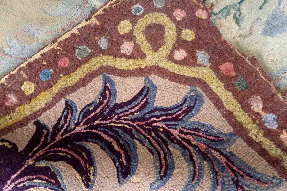 Handmade Antique American Hooked Rug 2.7'x5', 84cmx154cm 1880s