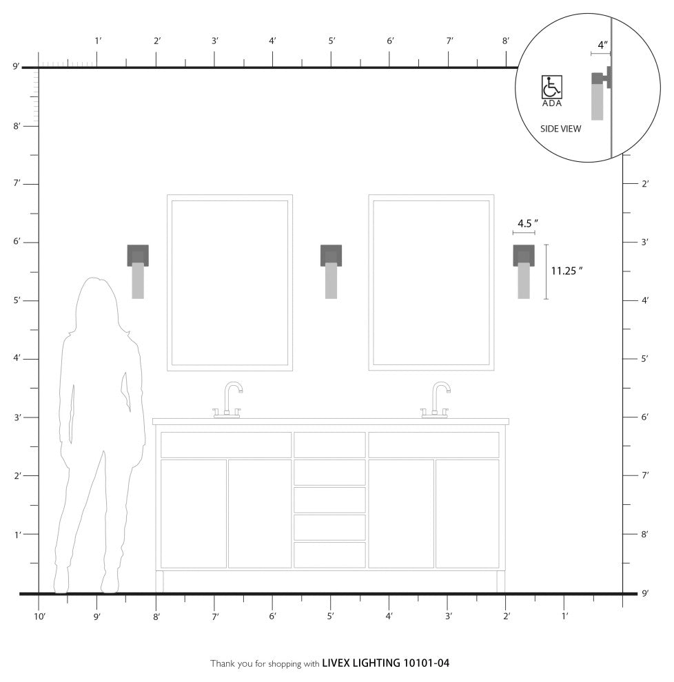 Livex Lighting Black ADA Single Sconce