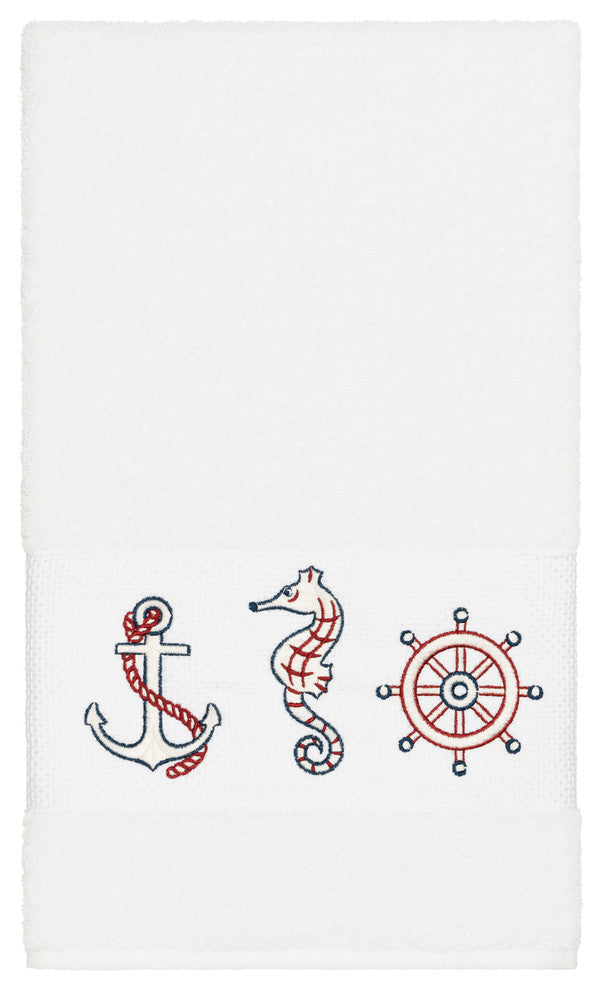 Linum Home Textiles Easton Embellished, White, Embellished Towel, 8-Piece Set