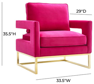 TOV Furniture Avery Pink Velvet Chair With Polished Gold Base