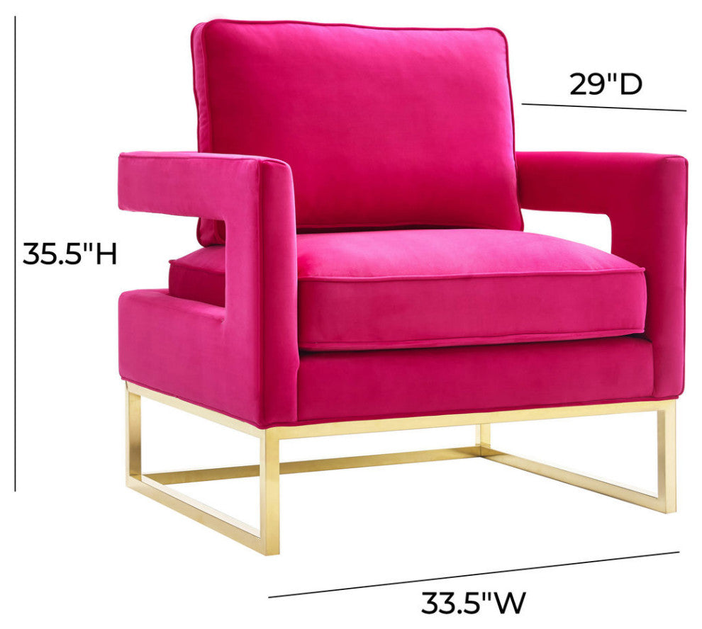 TOV Furniture Avery Pink Velvet Chair With Polished Gold Base